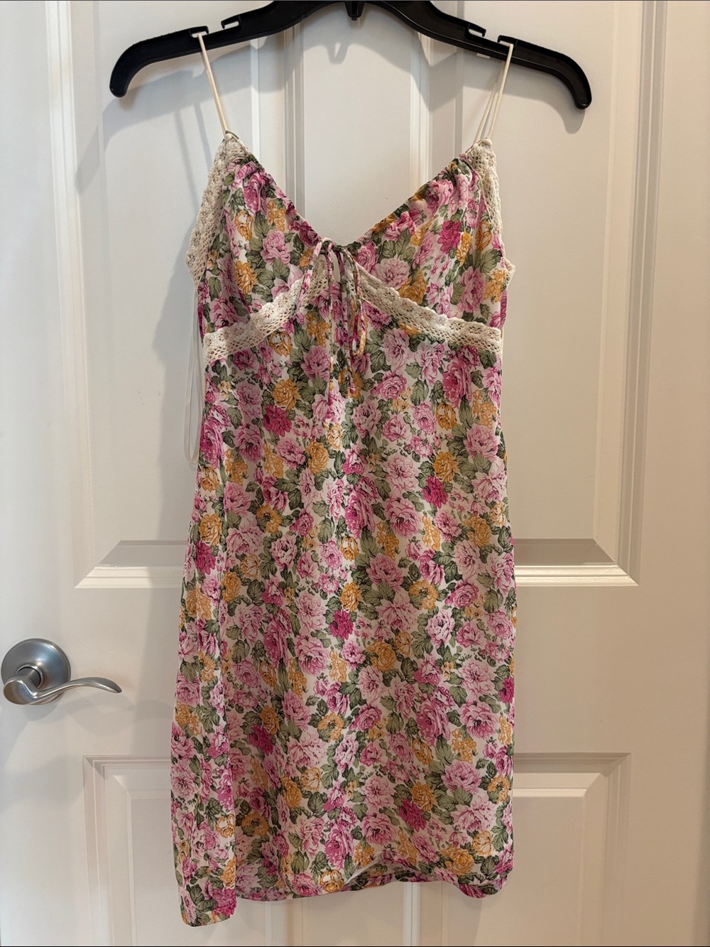 Princess Polly Floral Lace-Trim dress in Pink, Yellow & Cream - lined
